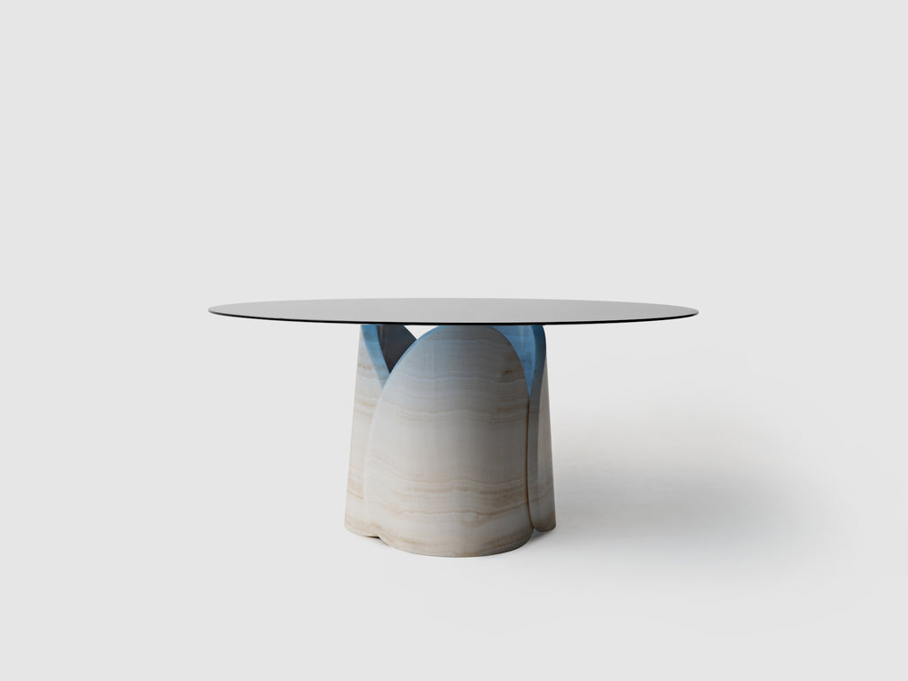 Petalo Round Table - Blu Cina Glass